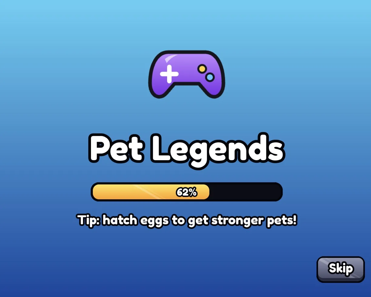 Screenshot from a Roblox Studio playtest: the loading screen UI kit in the Neon theme.